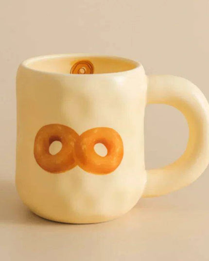 Whimsical Korean Cartoon Ceramic Mug Set with Lid and Spoon - Playful Drinkware Delight