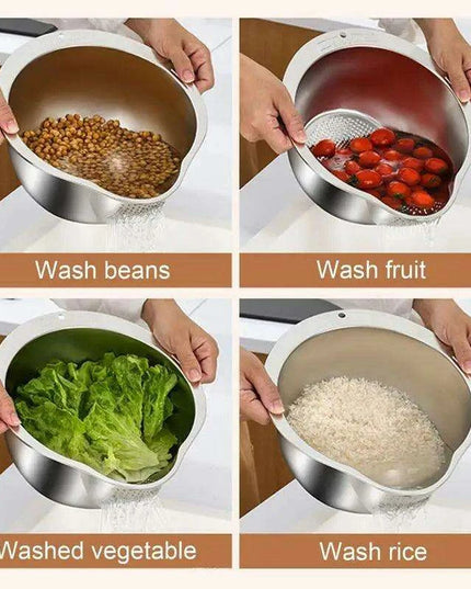 Extra-Large Stainless Steel Colander with Innovative Slanted Design for Effortless Washing