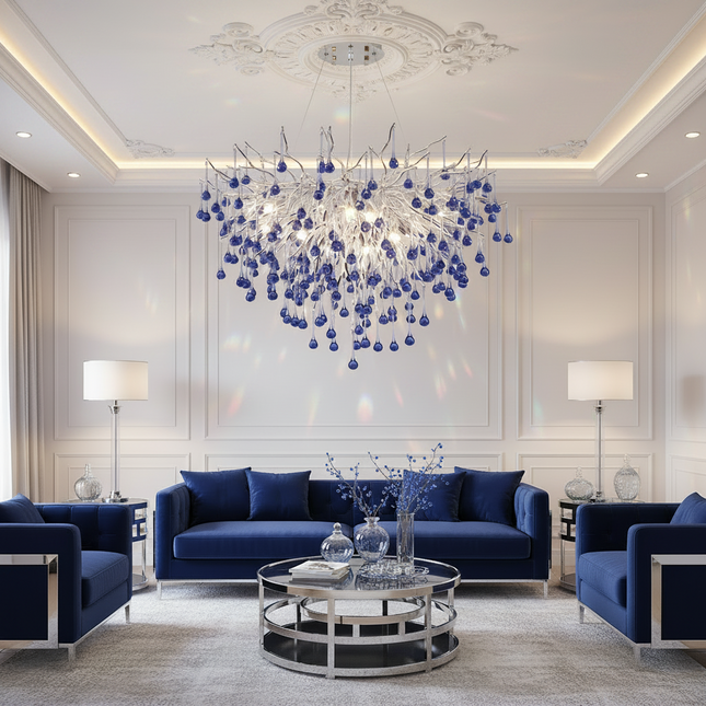 Twinkling Light Store Branch Chrome Crystal Chandelier - Luxury Design