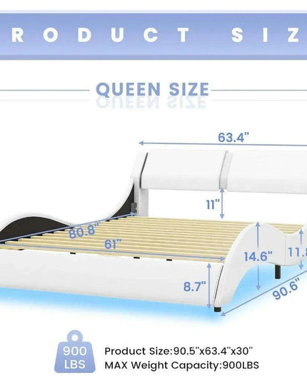 Modern LED-Illuminated Upholstered Bed Frame with Customizable Color Options