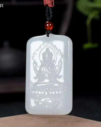 Exquisite Handcrafted White Hetian Jade Guanyin Pendant for Luck and Prosperity