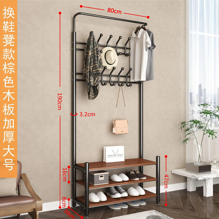 Modern Entryway Organizer with Hooks - Stylish Storage Solution for Shoes and Coats