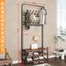 Modern Entryway Organizer with Hooks - Stylish Storage Solution for Shoes and Coats