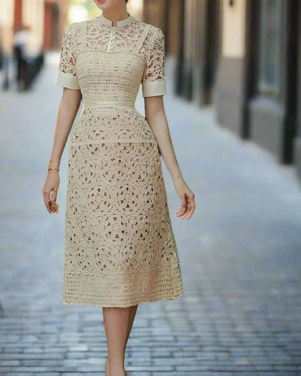 High Waist Lace Floral Evening Gown for Women