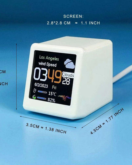 Compact Smart WIFI Weather Station Clock with Customizable GIFs and Photo Album for Gaming Spaces