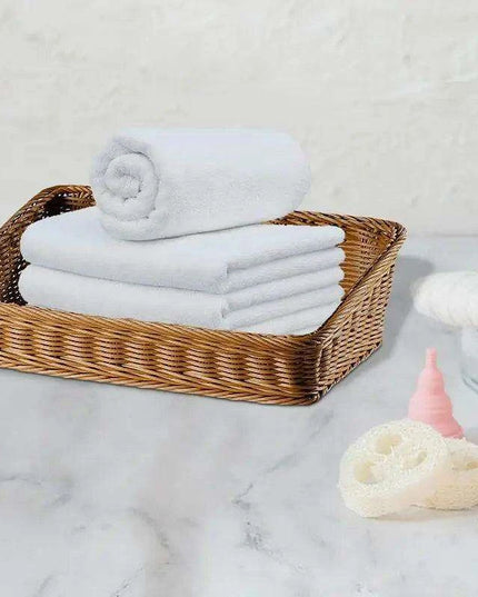 Chic Woven Rattan Storage Tray with Convenient Handles