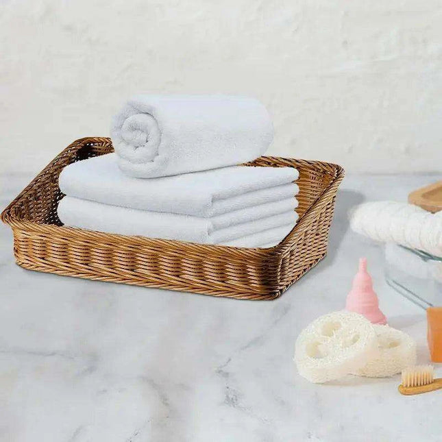 Chic Woven Rattan Storage Tray with Convenient Handles