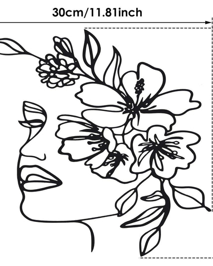 Contemporary Iron Face Line Wall Art Sculpture