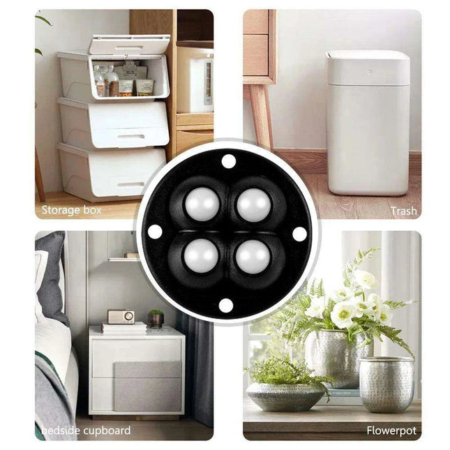Self-Adhesive 360° Rotating Mini Caster Wheels - 4/8 Pack Universal Mobility Solution for Easy Movement of Trash Bins and Storage Boxes