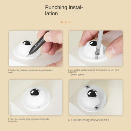 Self-Adhesive 360° Swivel Caster Wheels - Mini Stainless Steel Furniture Rollers with Universal Ball Mechanism - Très Elite