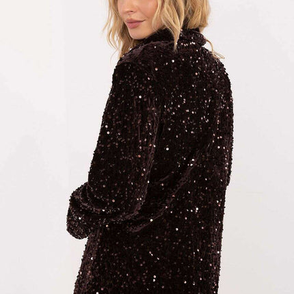 Sequined Party Blazer with Notched Lapels & Structured Shoulders - Très Elite