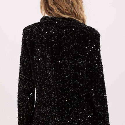 Sequined Party Blazer with Notched Lapels & Structured Shoulders - Très Elite