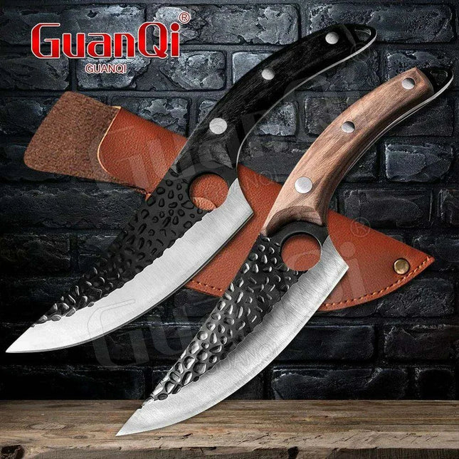 Serbian Artisan Steel Chef Knife Set with Comfortable Wooden Handles - Unmatched Quality Blades - Très Elite
