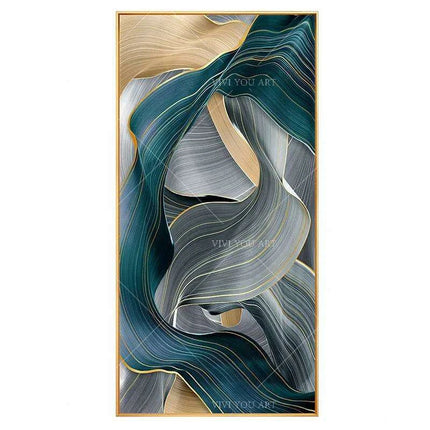 Serene Blue Abstract Landscape Oil Artwork - Handcrafted Contemporary Wall Art for Stylish Home Interiors - Très Elite