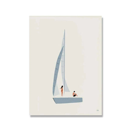 Serene Coastal Sailboat Canvas Art - Minimalist Nursery Decor for Calm Spaces - Très Elite