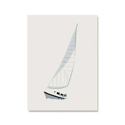Serene Coastal Sailboat Canvas Art - Minimalist Nursery Decor for Calm Spaces - Très Elite