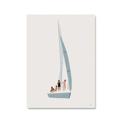 Serene Coastal Sailboat Canvas Art - Minimalist Nursery Decor for Calm Spaces - Très Elite