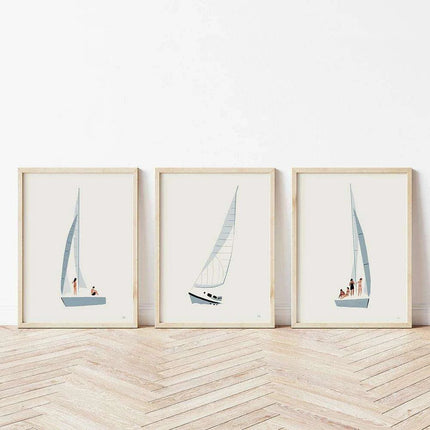Serene Coastal Sailboat Canvas Art - Minimalist Nursery Decor for Calm Spaces - Très Elite