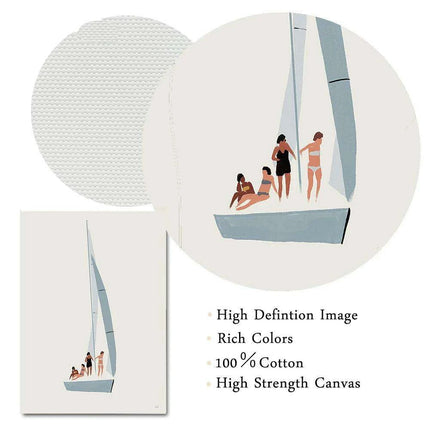 Serene Coastal Sailboat Canvas Art - Minimalist Nursery Decor for Calm Spaces - Très Elite