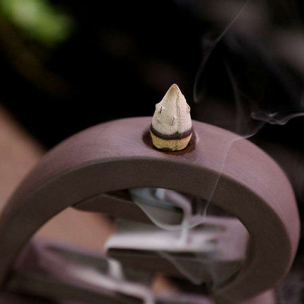 Serene Heart-Shaped Backflow Incense Burner in Elegant Purple Sand