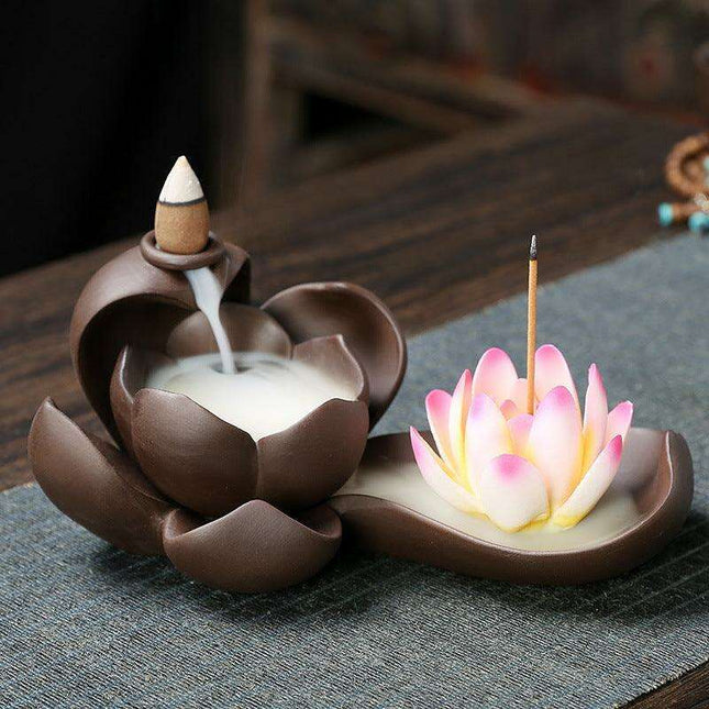 Serene Oasis Purple Sand Backflow Incense Fountain Set