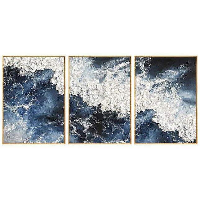 Serenity Waves Handpainted Acrylic Ocean Canvas Art for Stylish Home Decor