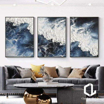 Serenity Waves Handpainted Acrylic Ocean Canvas Art for Stylish Home Decor - Très Elite