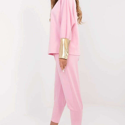 Set 209499 Elegant Pink Viscose Elastane Blouse and Trousers - Très Elite