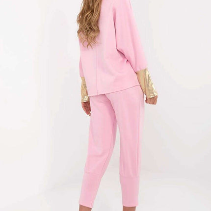 Set 209499 Elegant Pink Viscose Elastane Blouse and Trousers - Très Elite