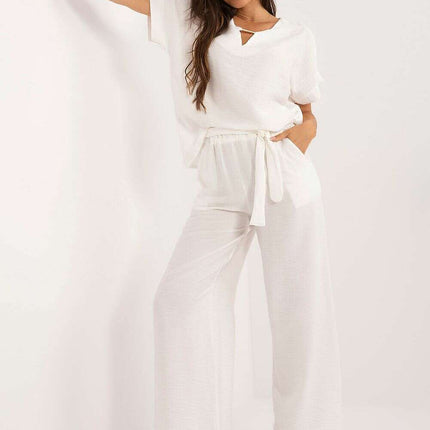 Set Model 198951 Black Viscose Blouse and Pants Outfit - Très Elite