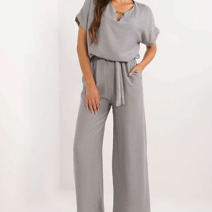 Set Model 198951 Black Viscose Blouse and Pants Outfit - Très Elite