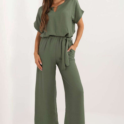 Set Model 198951 Black Viscose Blouse and Pants Outfit - Très Elite