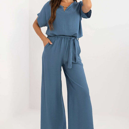 Set Model 198951 Black Viscose Blouse and Pants Outfit - Très Elite