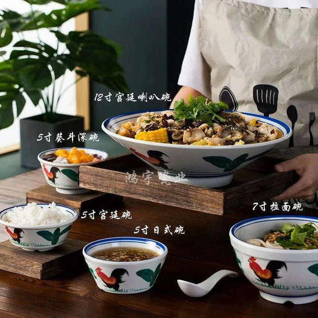 Set of 10 Luxurious Unbreakable Porcelain Noodle Bowls: Elevate Your Dining Experience
