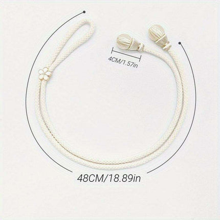 Set of 2 Elegant Cotton Curtain Holdbacks - Chic Woven Rope Design for Home Decoration - Très Elite