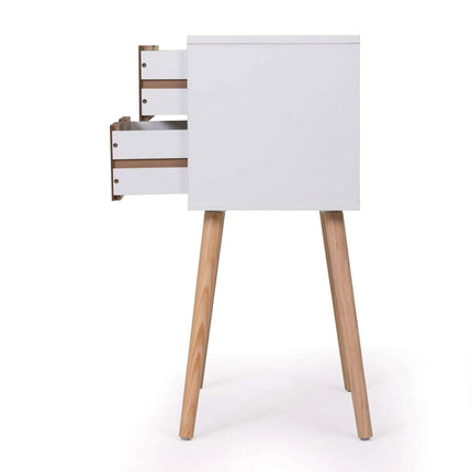 Set of 2 Elegant White and Walnut Nightstands - Modern Multifunctional Bedside Tables with Generous Storage - Très Elite