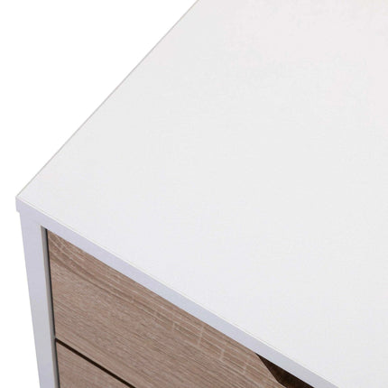 Set of 2 Elegant White and Walnut Nightstands - Modern Multifunctional Bedside Tables with Generous Storage - Très Elite