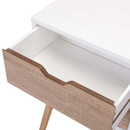 Set of 2 Elegant White and Walnut Nightstands - Modern Multifunctional Bedside Tables with Generous Storage - Très Elite