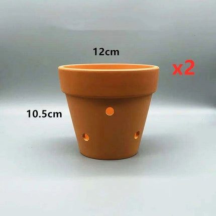 Set of 2 Stylish Red Terracotta Hanging Pots with Drainage for Succulents and Cacti..