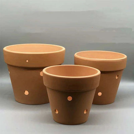 Set of 2 Stylish Red Terracotta Hanging Pots with Drainage for Succulents and Cacti - Très Elite