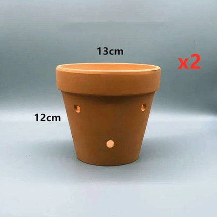 Set of 2 Stylish Red Terracotta Hanging Pots with Drainage for Succulents and Cacti..