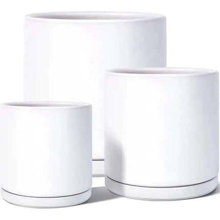 Set of 3 Elegant Glazed Bonsai Planters for Enhanced Greenery Display..