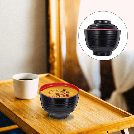 Set of 3 Elegant Japanese Soup Bowls with Lids for Miso and Hot Pot Dining- Très Elite- Très Elite