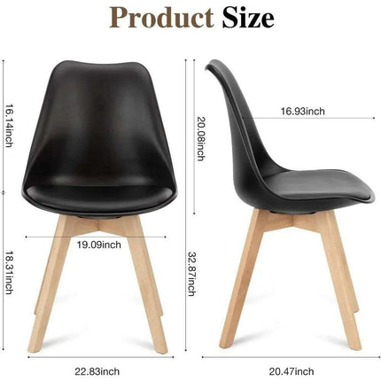 Set of 4 Modern Black PU Leather Dining Chairs with Stylish Beech Wood Legs - Ergonomic Comfort and Versatile Design - Très Elite