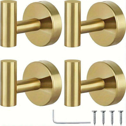 Set of 4 Opulent Gold Stainless Steel Towel Hooks for Stylish Bathroom Organization- Très Elite- Très Elite