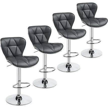 Set of 4 Retro Brown Adjustable Swivel Bar Stools with Shell Back - Très Elite