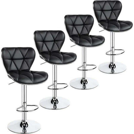 Set of 4 Retro Brown Adjustable Swivel Bar Stools with Shell Back - Très Elite