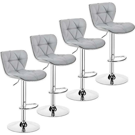 Set of 4 Retro Brown Adjustable Swivel Bar Stools with Shell Back - Très Elite