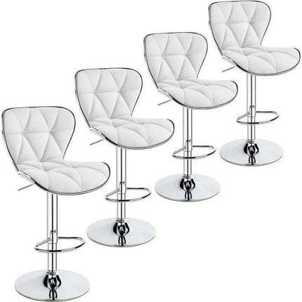 Set of 4 Retro Brown Adjustable Swivel Bar Stools with Shell Back - Très Elite