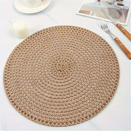 Set of 4 Stylish Brown Jute Non-Slip Heat-Resistant Placemats for Eco-Friendly Dining
